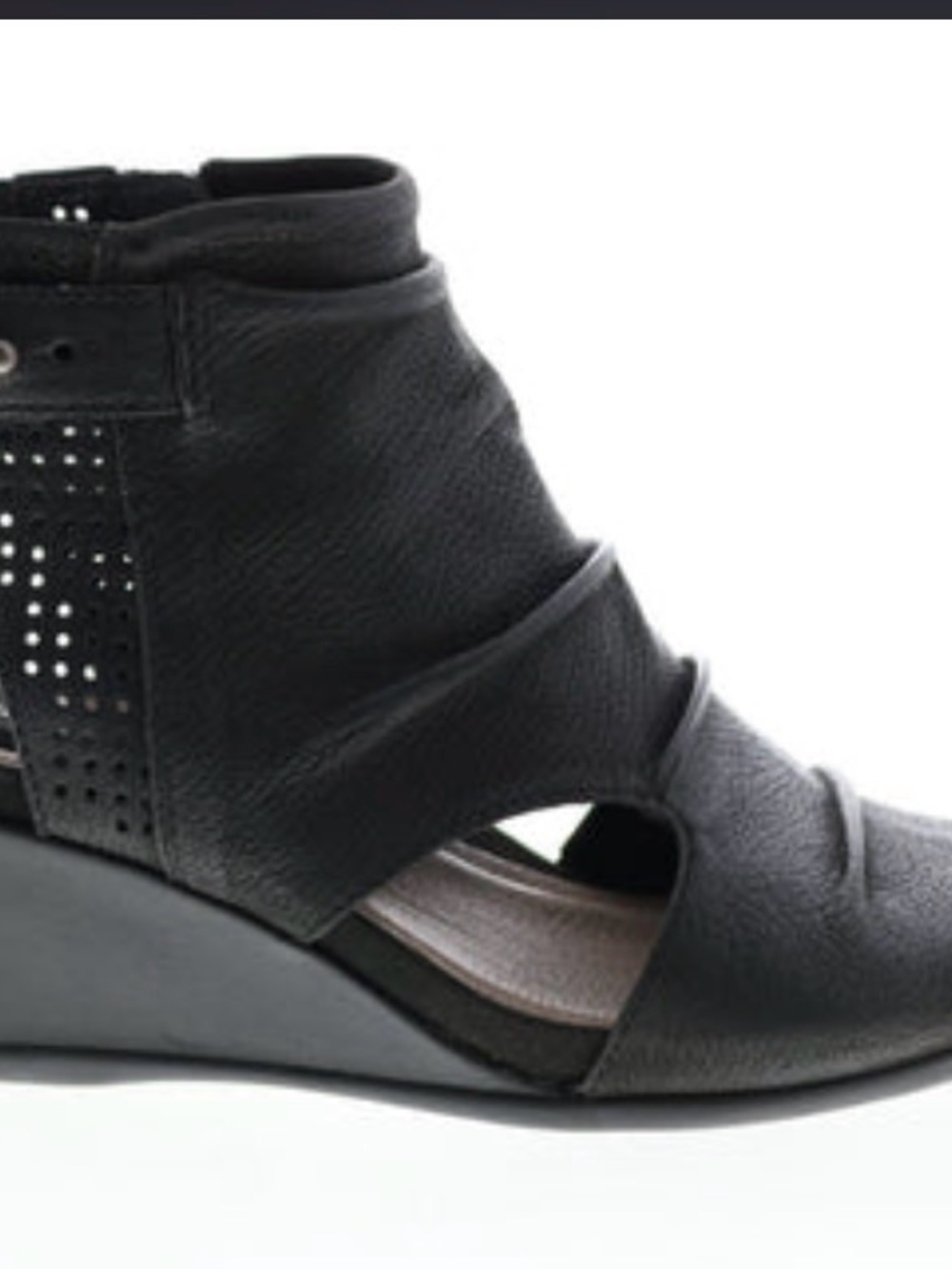 Earth Black Cutout Leather Ankle Bootie